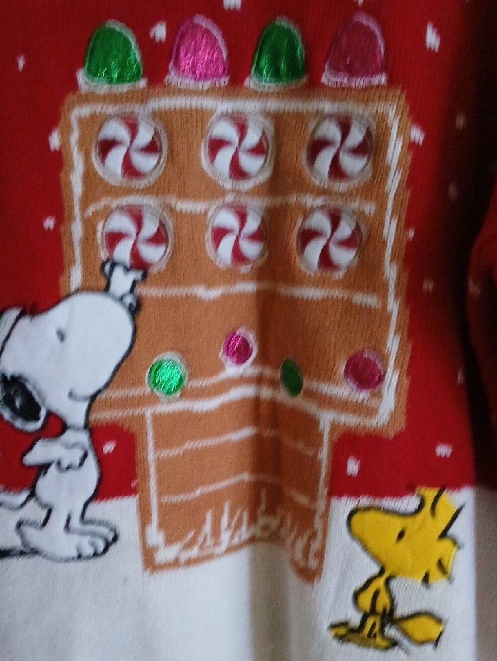 Peanuts Women's Red & White Snoopy Gingerbread Sweater - Picture 3 of 5